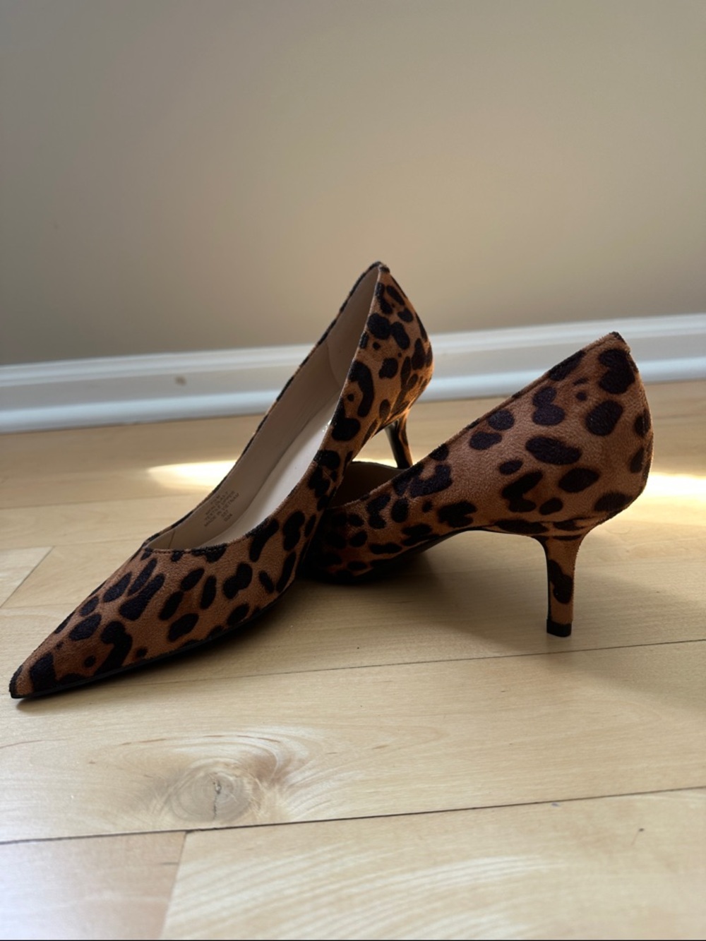 Marc Fisher Leopard-Print Pointed Kitten Heel Pumps - Brown/Black